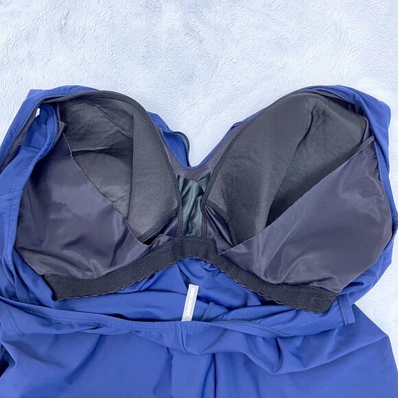 Lands End SlenderSuit Tummy Control Wrap One Piece Swimsuit Blue Womens 22W DD - Picture 7 of 12